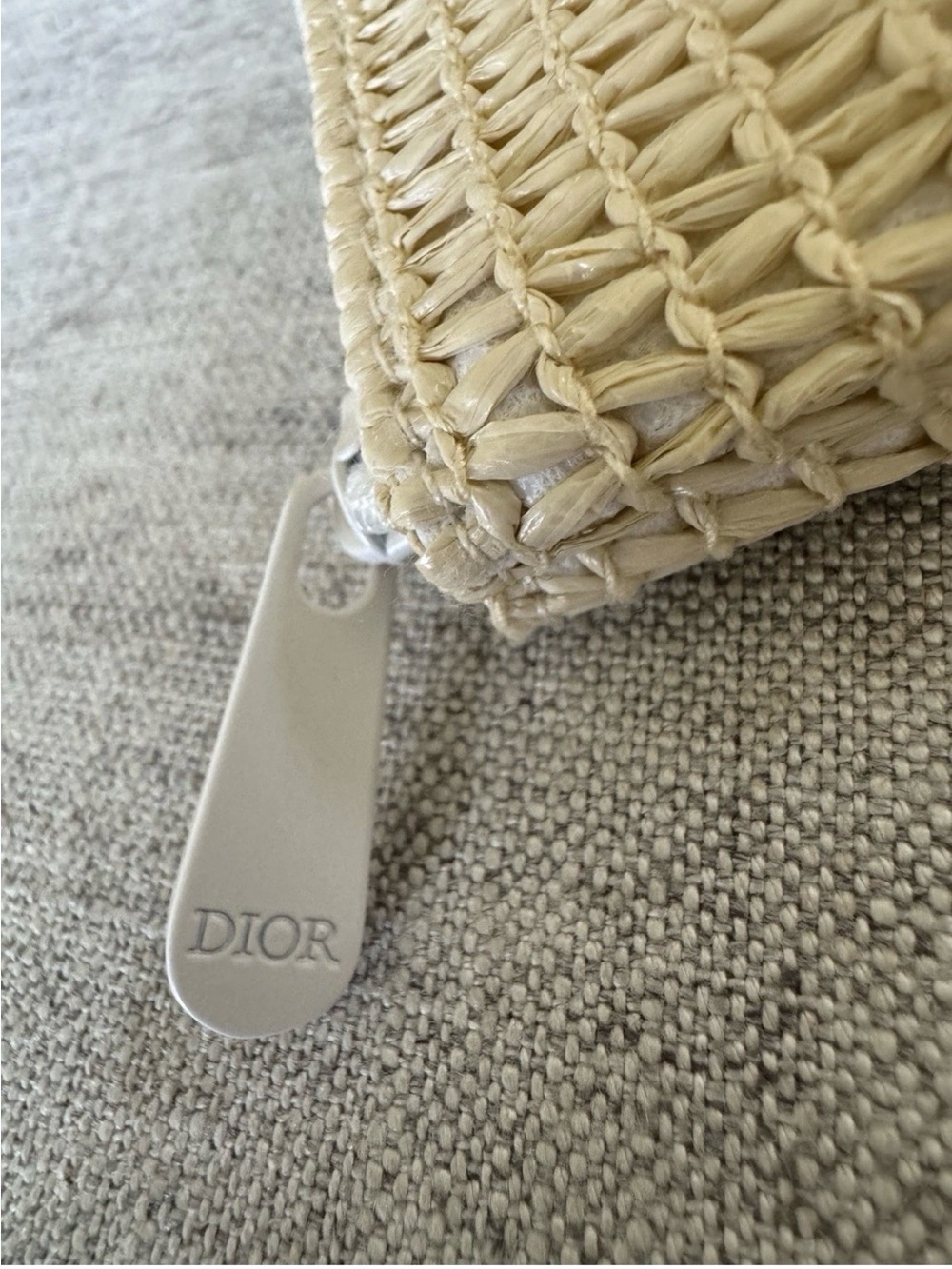 Dior Cream Fabric Pouch with Logo Tag - Picture 2 of 3